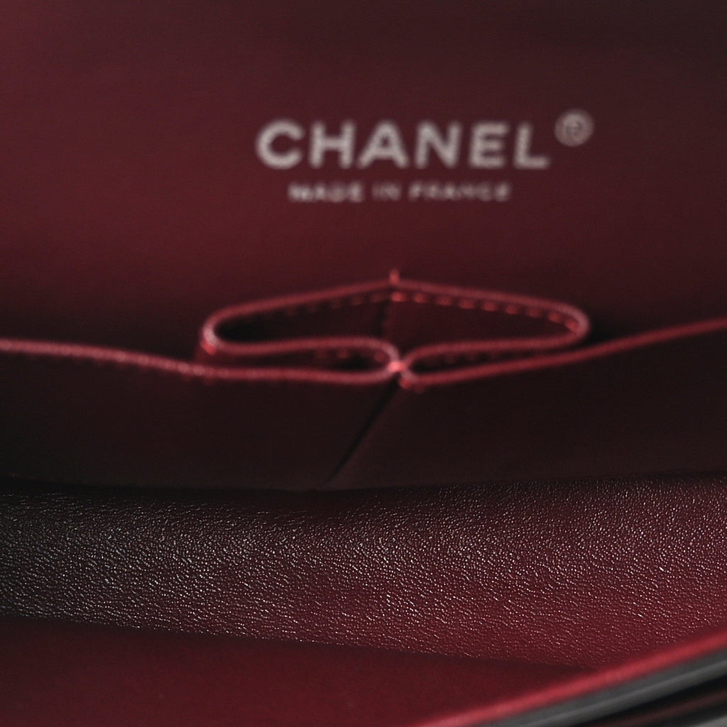 Lambskin Quilted Medium Double Flap Black