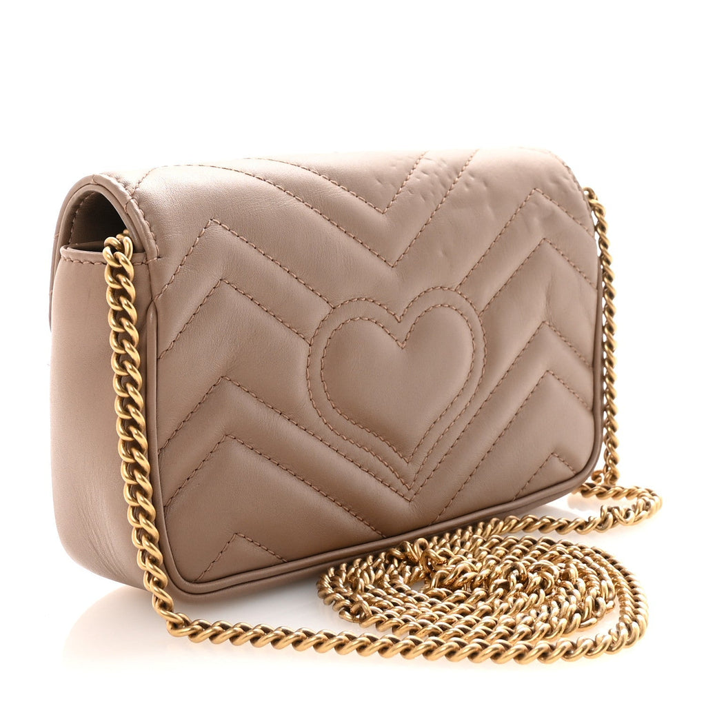Calfskin Matelasse Super Mini GG Marmont Shoulder Bag Porcelain Rose
