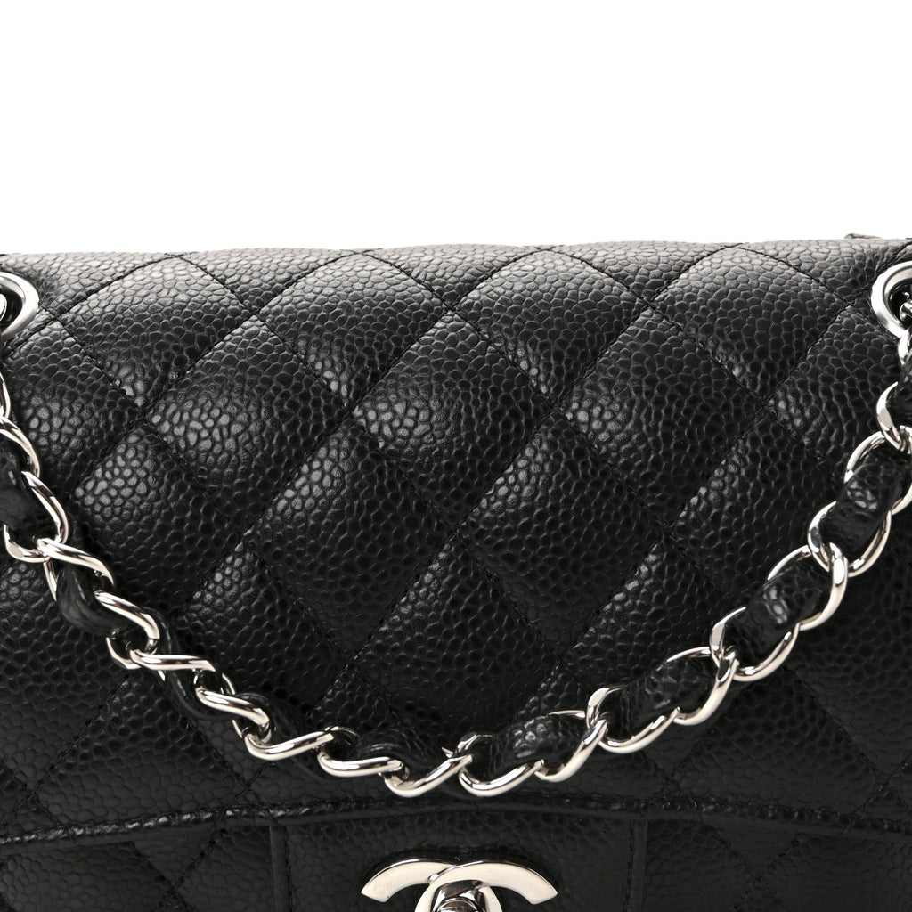 Caviar Quilted Small Double Flap Black