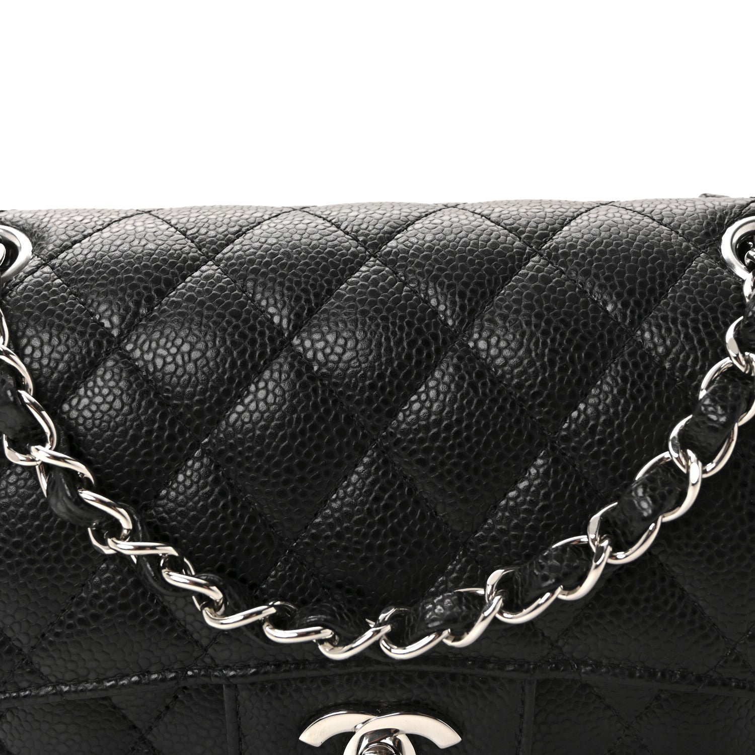 Caviar Quilted Small Double Flap Black