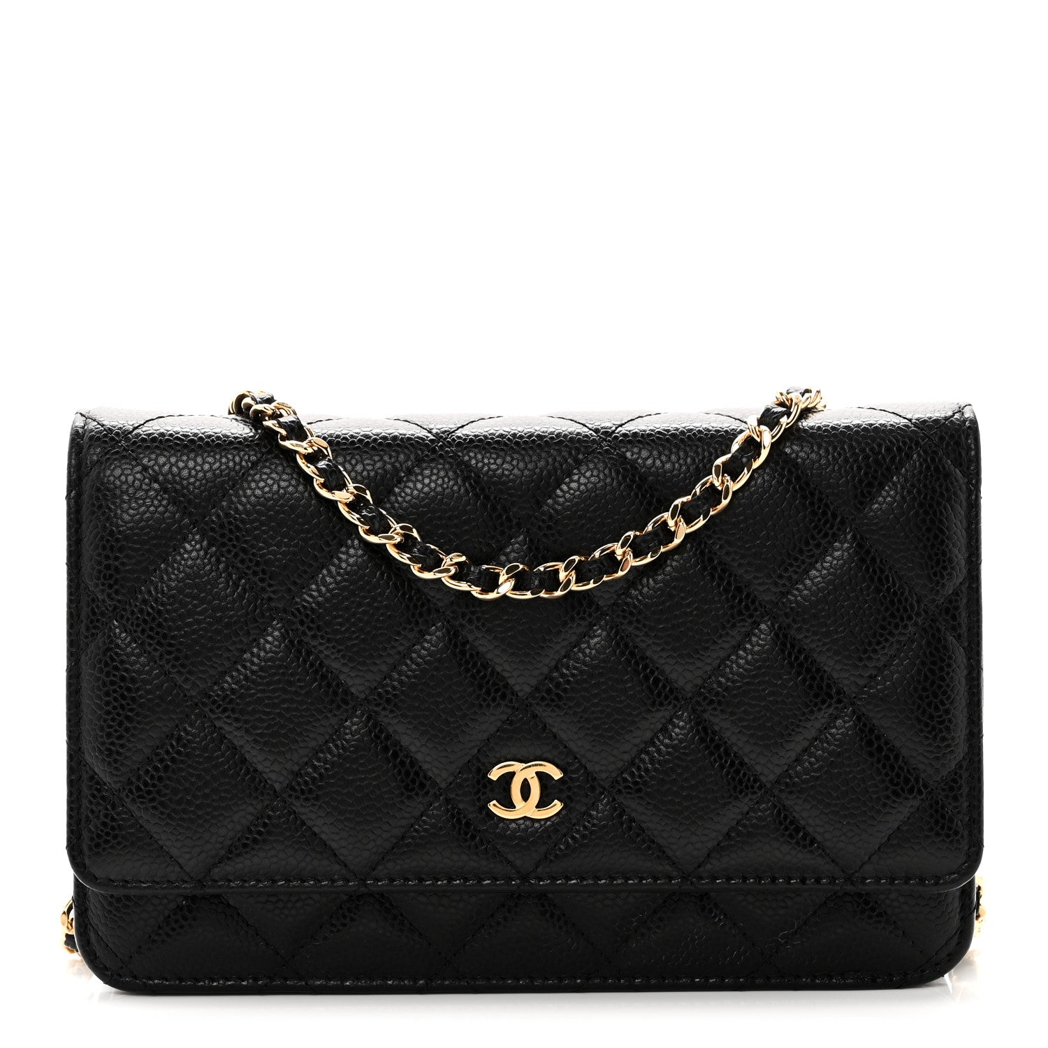 Caviar Quilted Wallet on Chain WOC Black