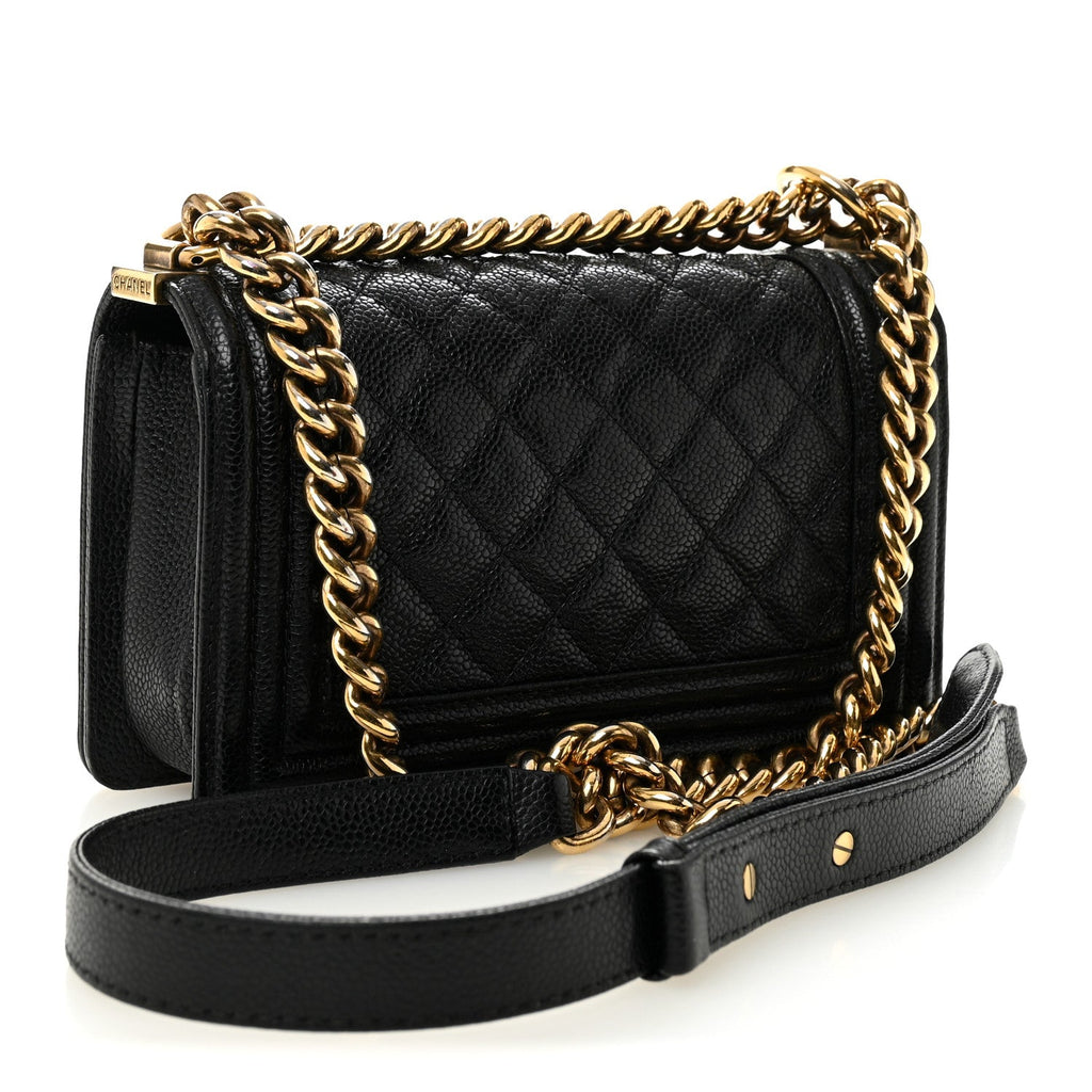 Caviar Quilted Small Boy Flap Black