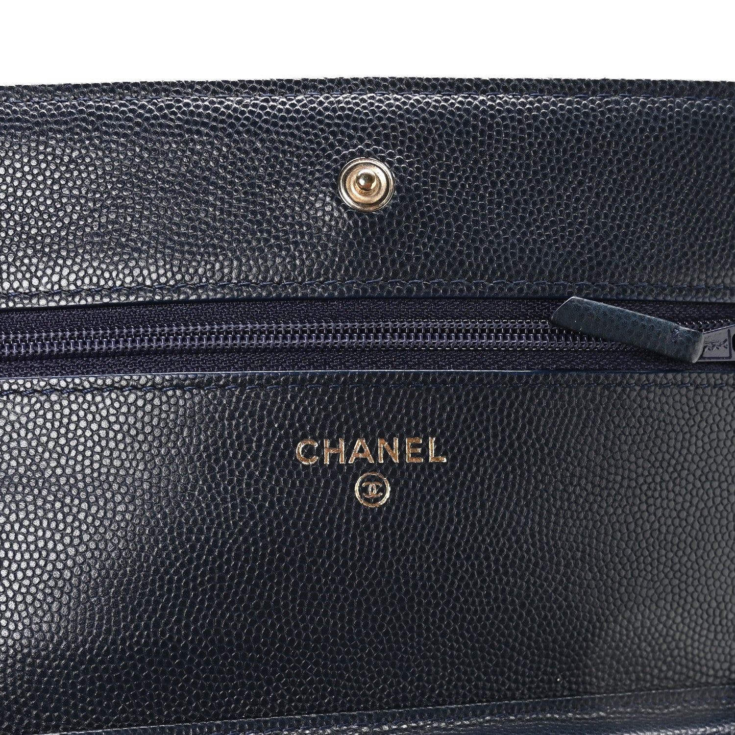 Caviar Quilted Wallet on Chain WOC Navy Blue
