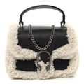 Sakai Be Green Calfskin Shearling Mini Dionysus Top Handle Bag Black
