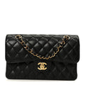 Caviar Quilted Small Double Flap Black