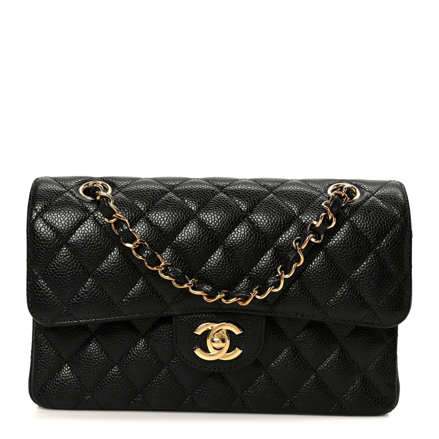 Caviar Quilted Small Double Flap Black