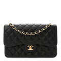 Caviar Quilted Jumbo Double Flap Black