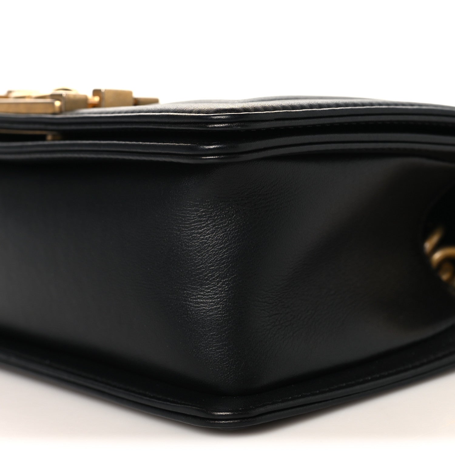 Calfskin Quilted Small Boy Flap Black