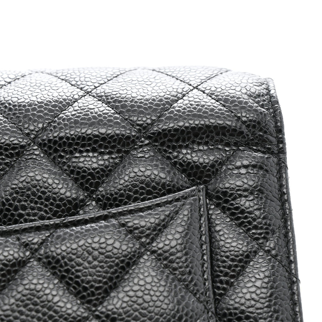 Caviar Quilted Wallet on Chain WOC Black