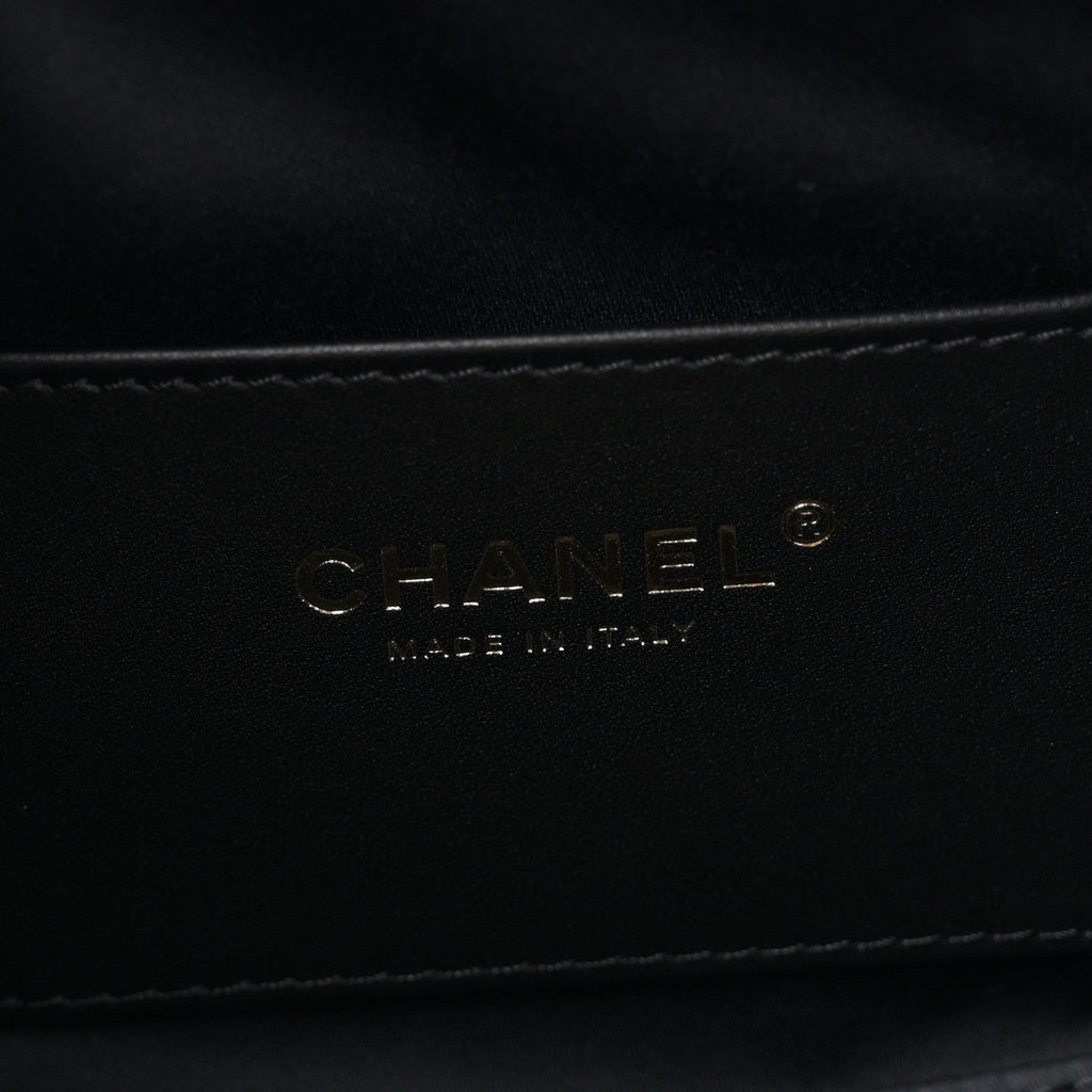 Washed Denim Quilted Mini Chanel 25 Handbag Black