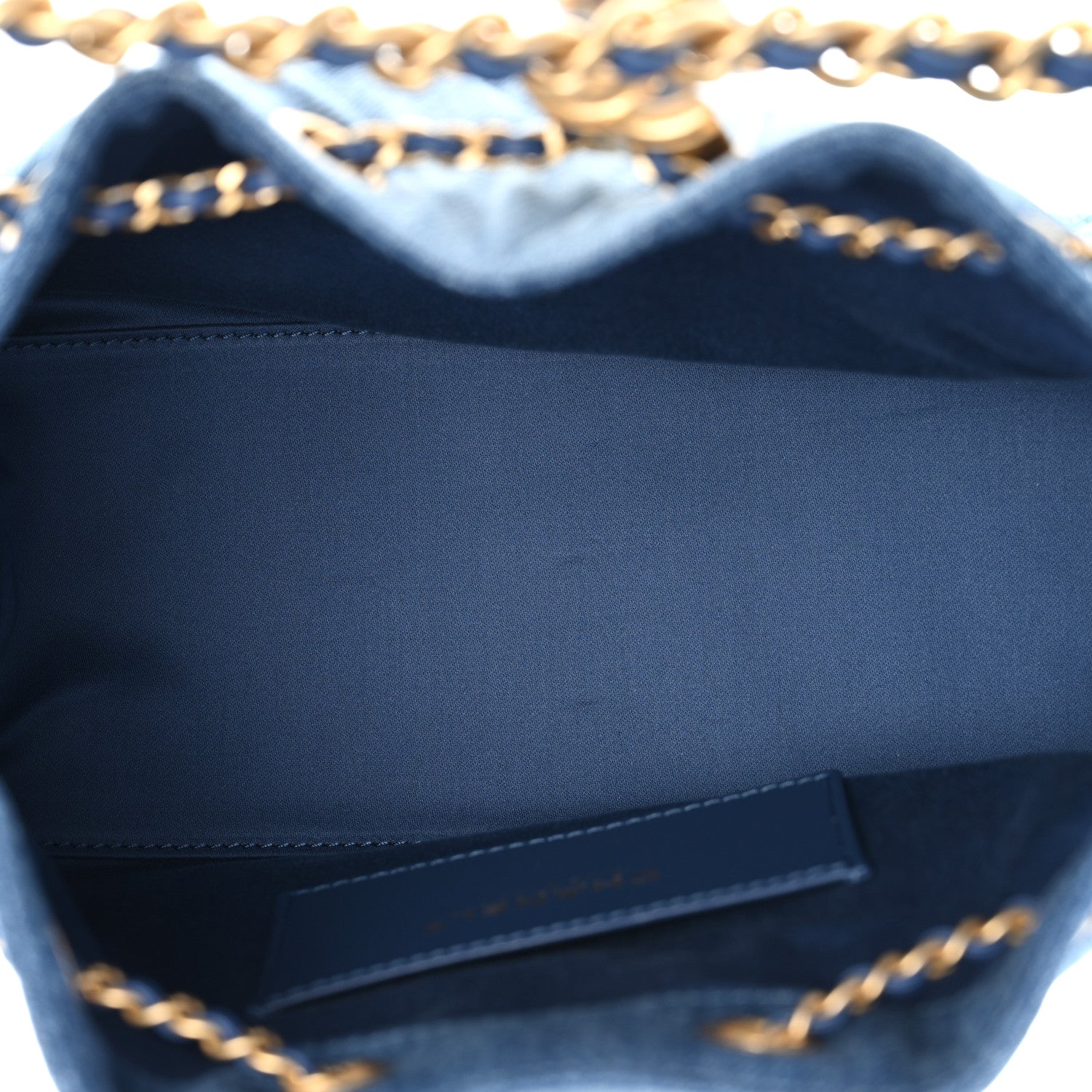 Washed Denim Quilted Small Chanel 25 Handbag Blue