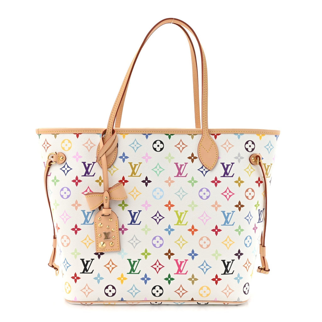 LV x TM Monogram Multicolor Neverfull MM White