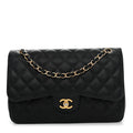 Caviar Quilted Jumbo Double Flap Black