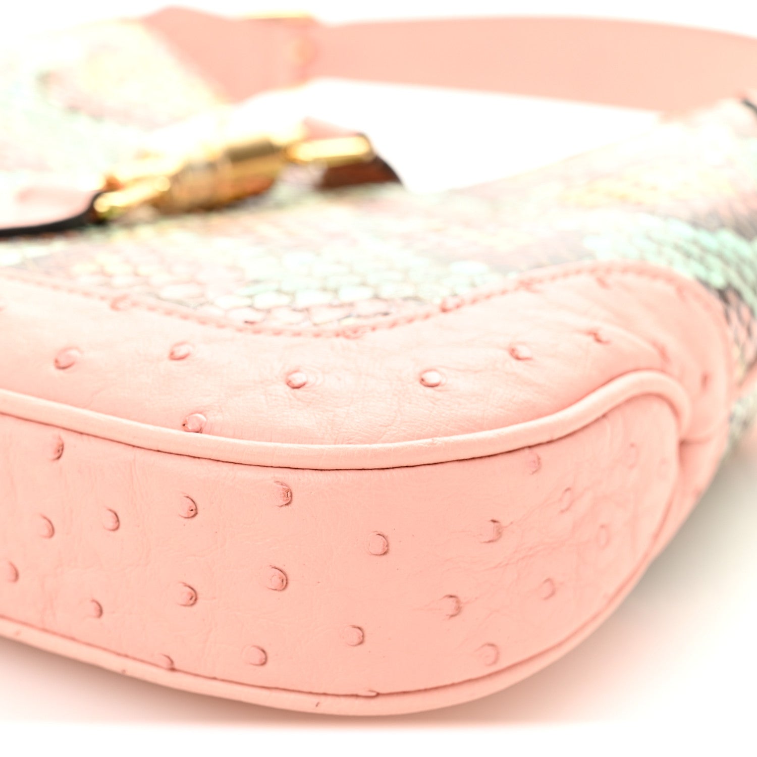 Snakeskin Ostrich Calfskin Small Jackie 1961 Hobo Pink Multicolor