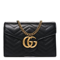 Calfskin Matelasse GG Marmont Chain Wallet Black