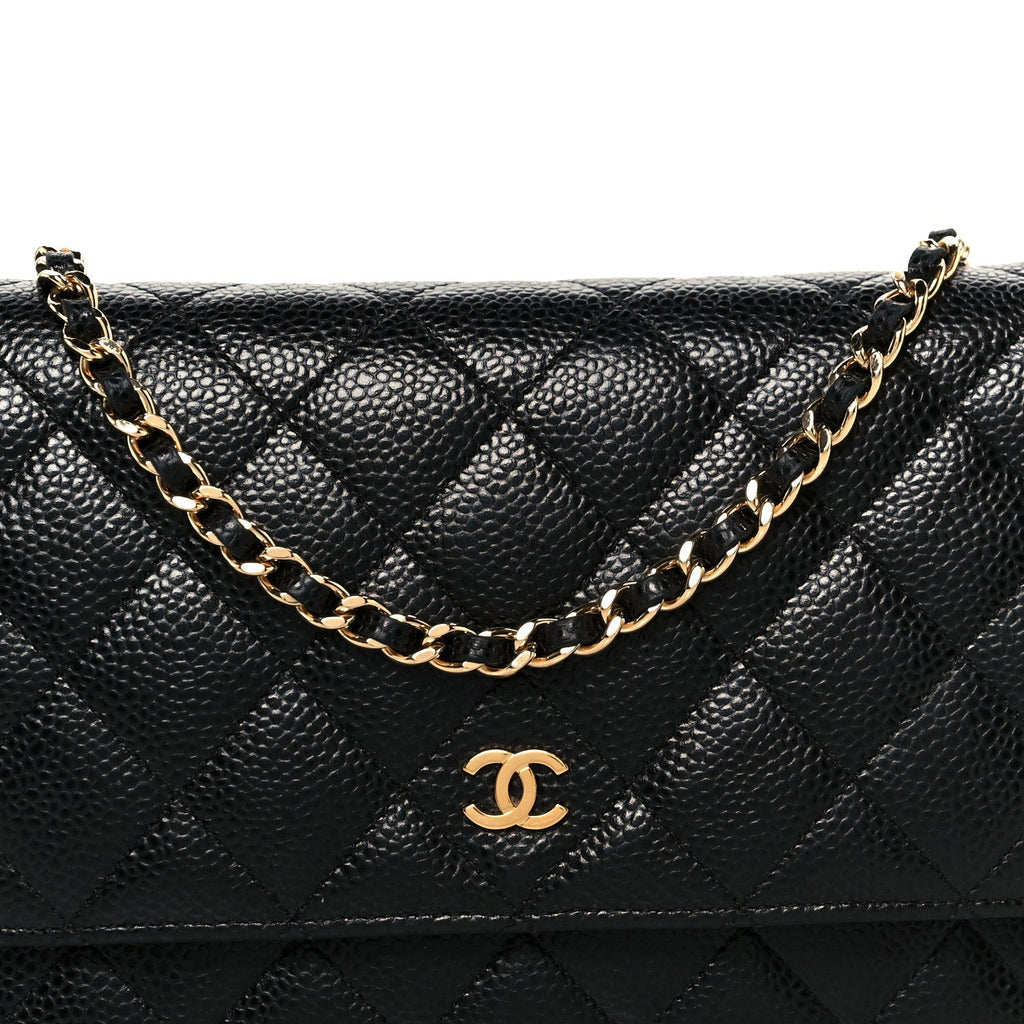Caviar Quilted Wallet On Chain WOC Black