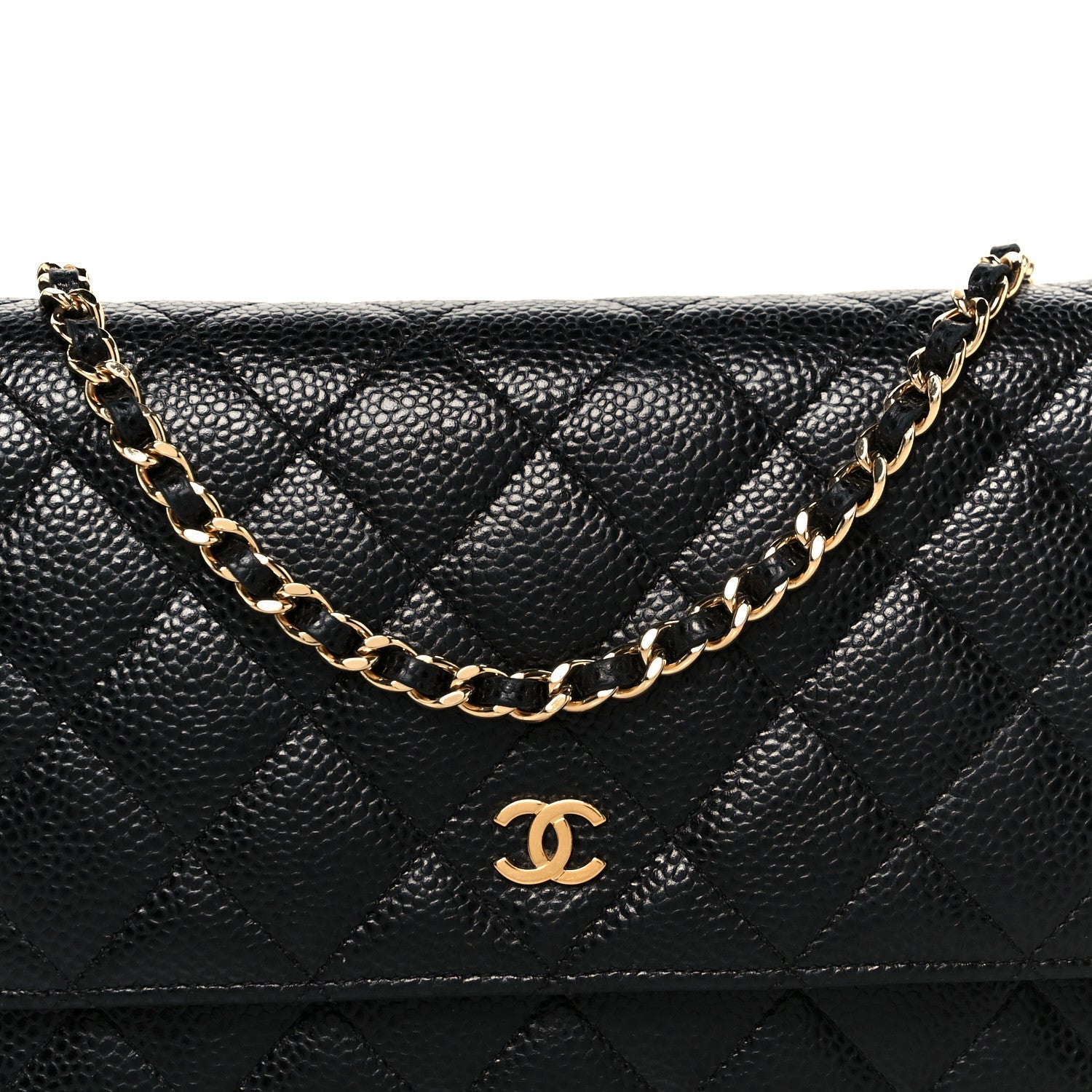Caviar Quilted Wallet On Chain WOC Black
