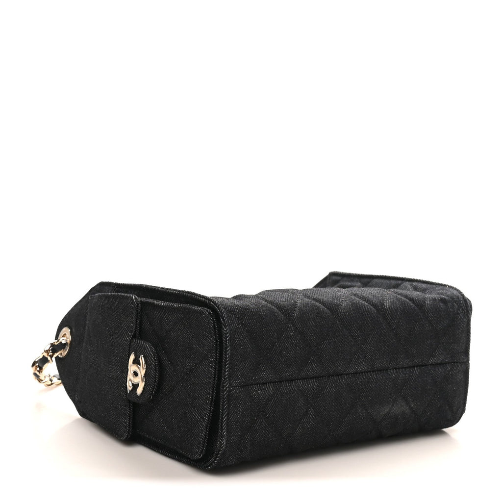 Denim Quilted Mini Chanel 25 Handbag Dark Blue