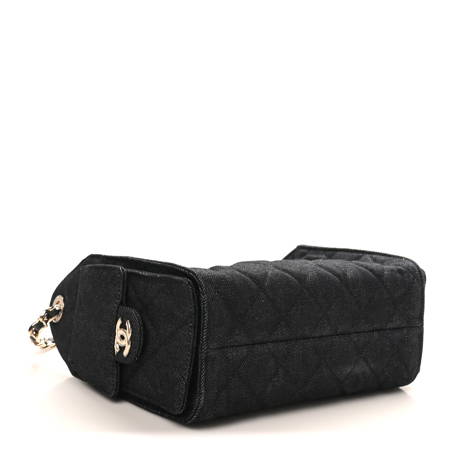 Denim Quilted Mini Chanel 25 Handbag Dark Blue