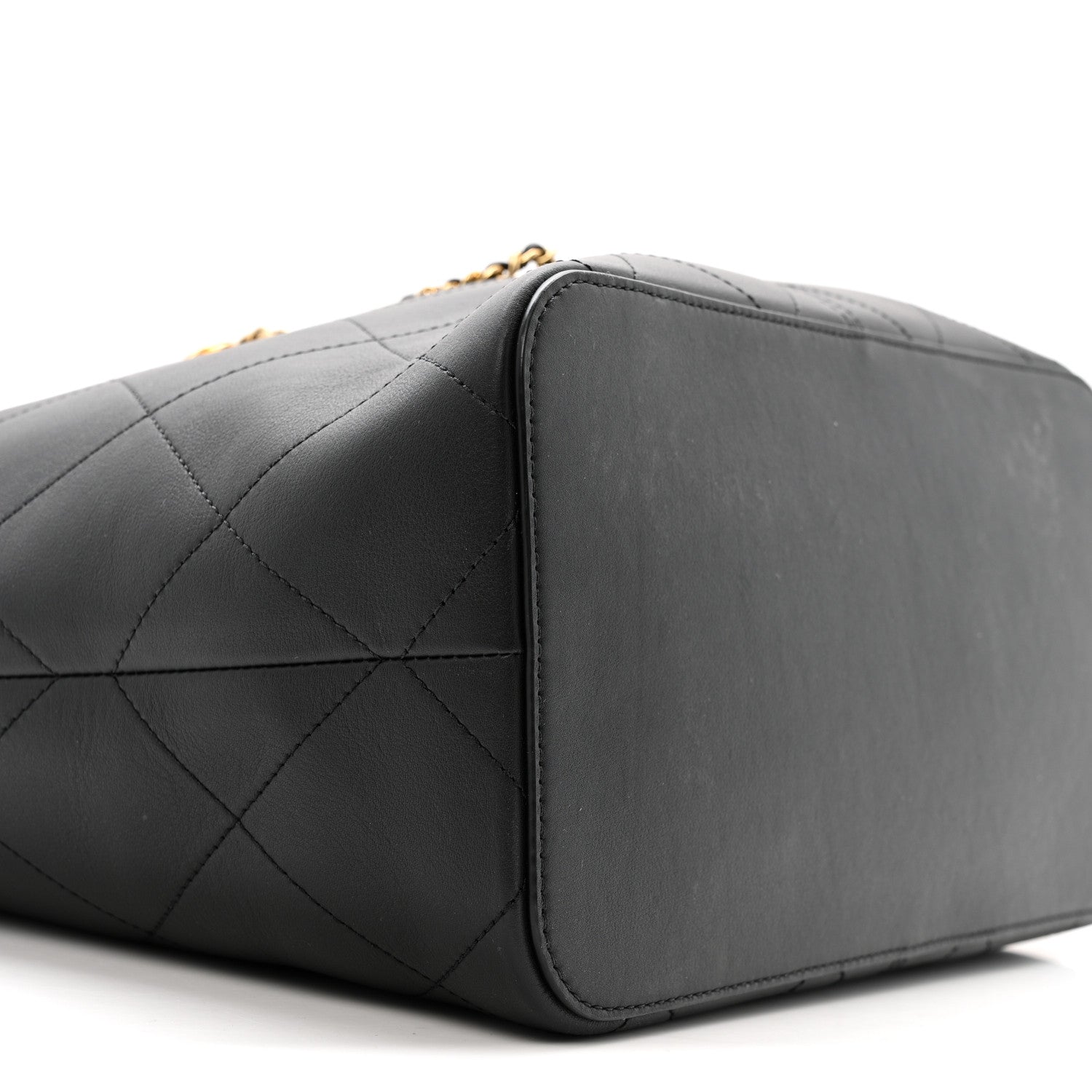 Calfskin Quilted Large Shopping Bag Black