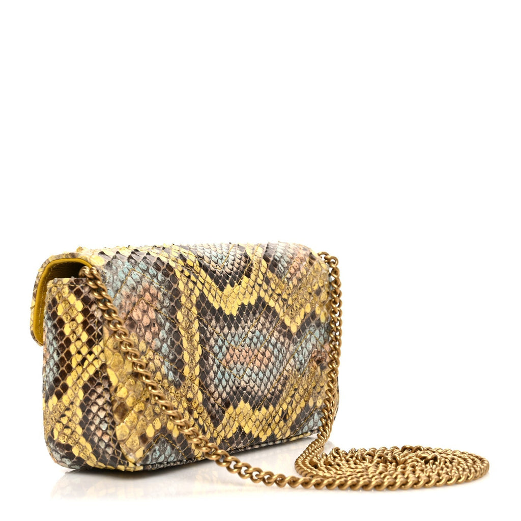 Snakeskin Matelasse GG Marmont Shoulder Bag Green Multicolor