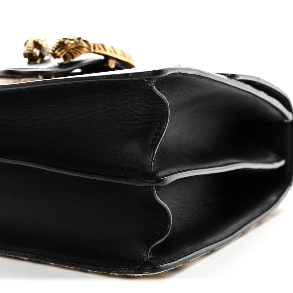 Calf Hair Calfskin Bamboo Web Leopard Print Medium Dionysus Top Handle Bag Natural Blue Agata Hibiscus Red