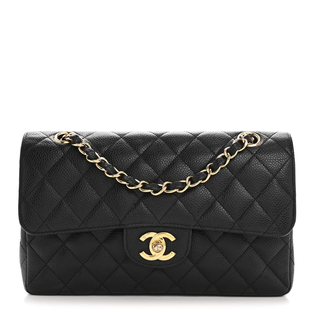 Caviar Quilted Small Double Flap Black