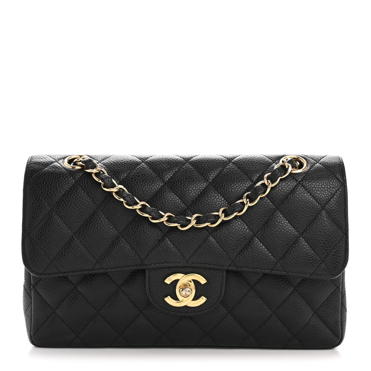 Caviar Quilted Small Double Flap Black