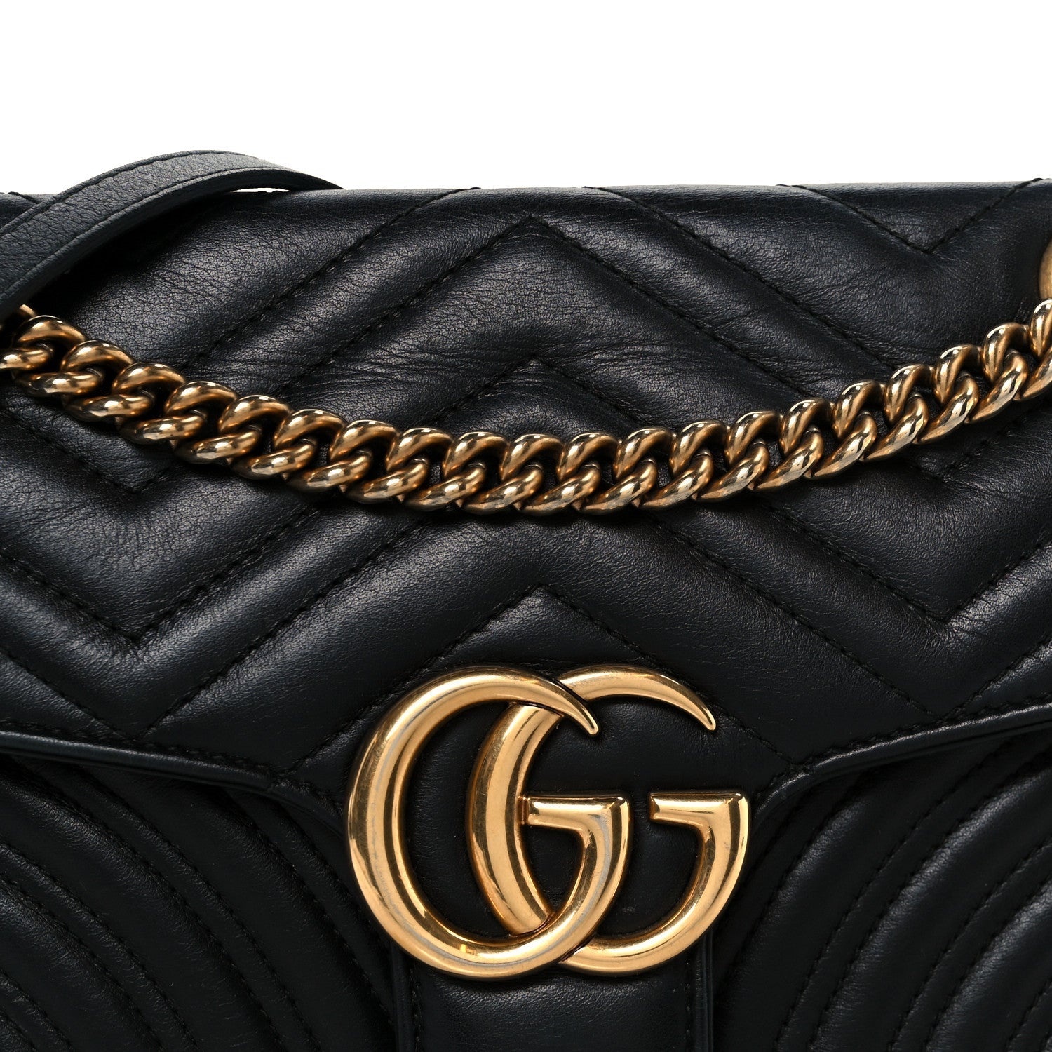 Calfskin Matelasse Small GG Marmont Shoulder Bag Black