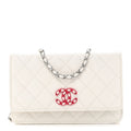 Caviar Quilted Chanel 19 Wallet On Chain WOC White Pink