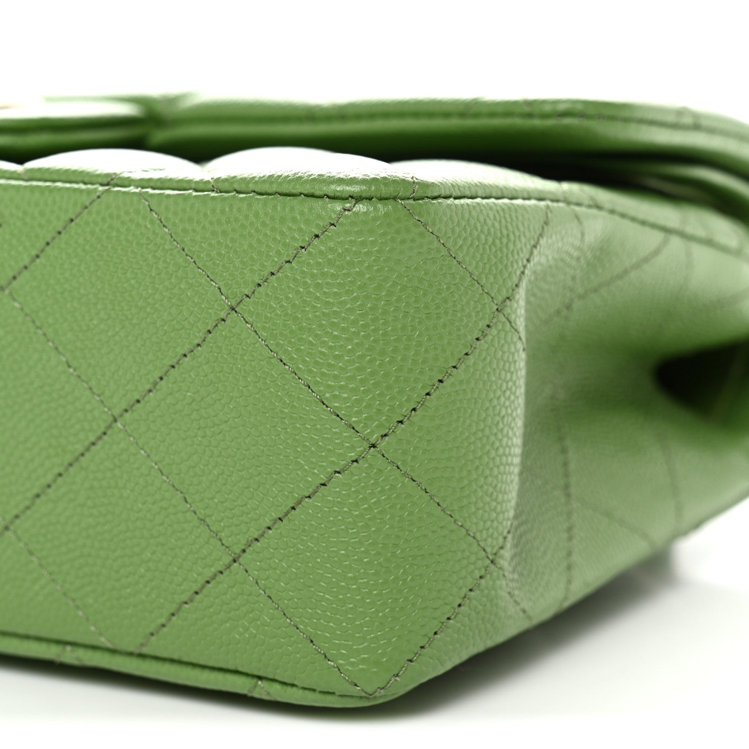 Caviar Quilted Small Double Flap Green