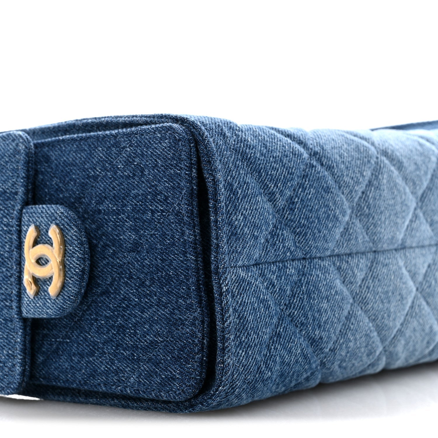 Washed Denim Quilted Mini Chanel 25 Handbag Blue