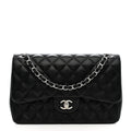 Lambskin Quilted Jumbo Double Flap Black