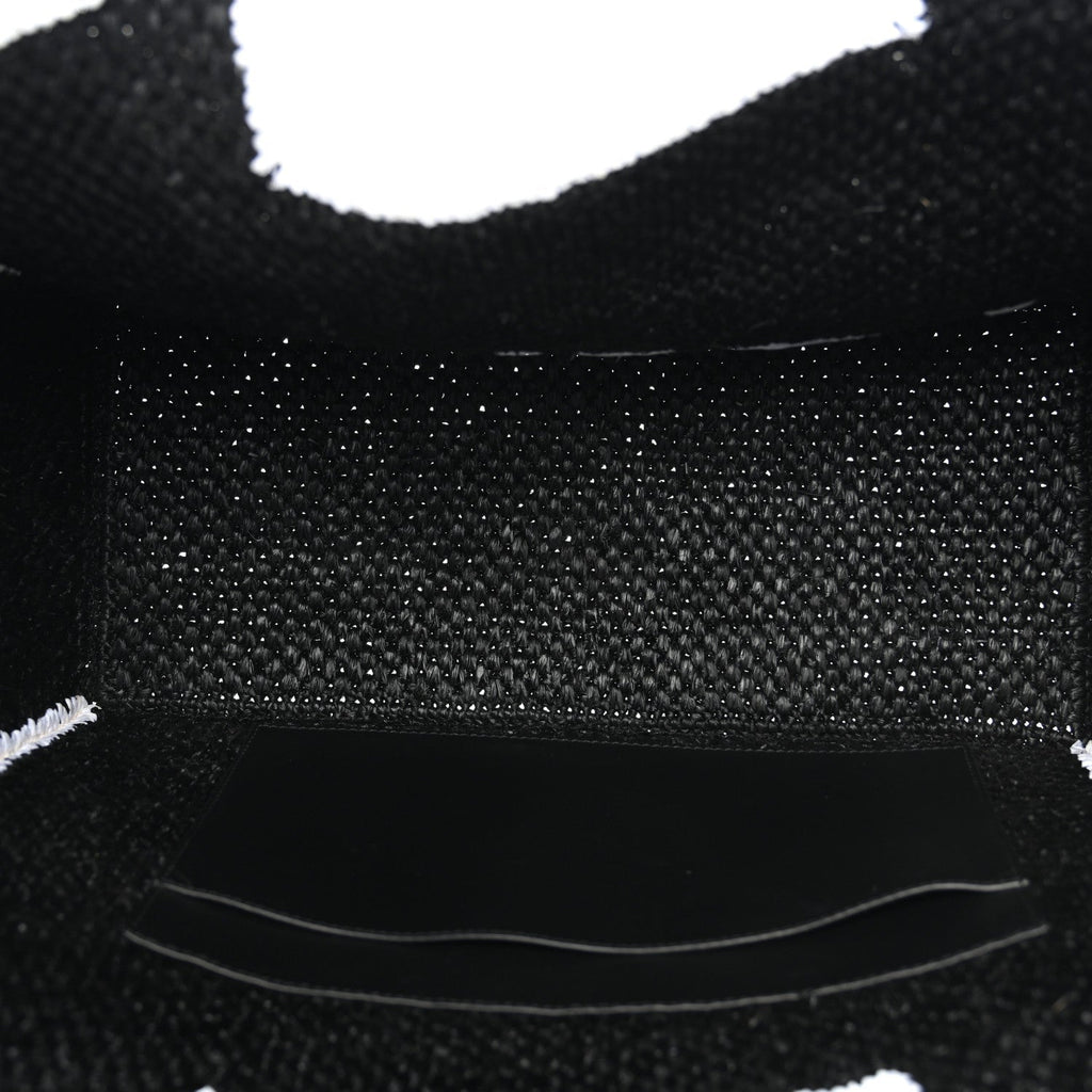 Raffia Large Paula's Ibiza Logo Tote Black White