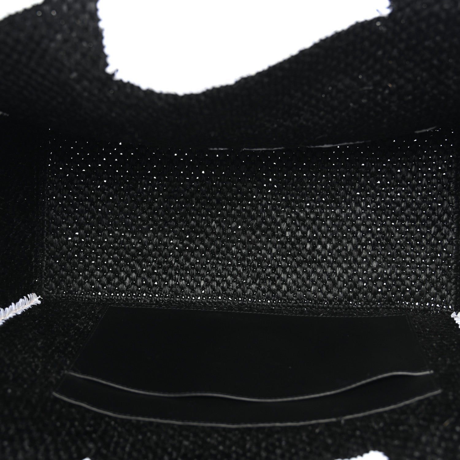 Raffia Large Paula's Ibiza Logo Tote Black White