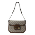 GG Supreme Monogram Horsebit 1955 Shoulder Bag Beige Brown Sugar