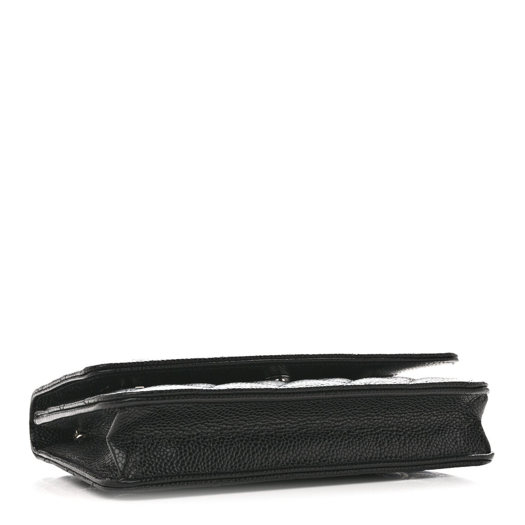 Caviar Quilted Wallet on Chain WOC Black