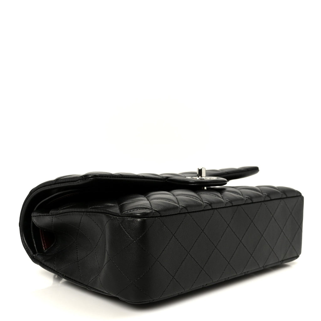 Lambskin Quilted Medium Double Flap Black