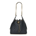 Canvas Quilted Medium Chanel 25 Handbag Dark Blue