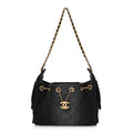 Washed Denim Quilted Mini Chanel 25 Handbag Black