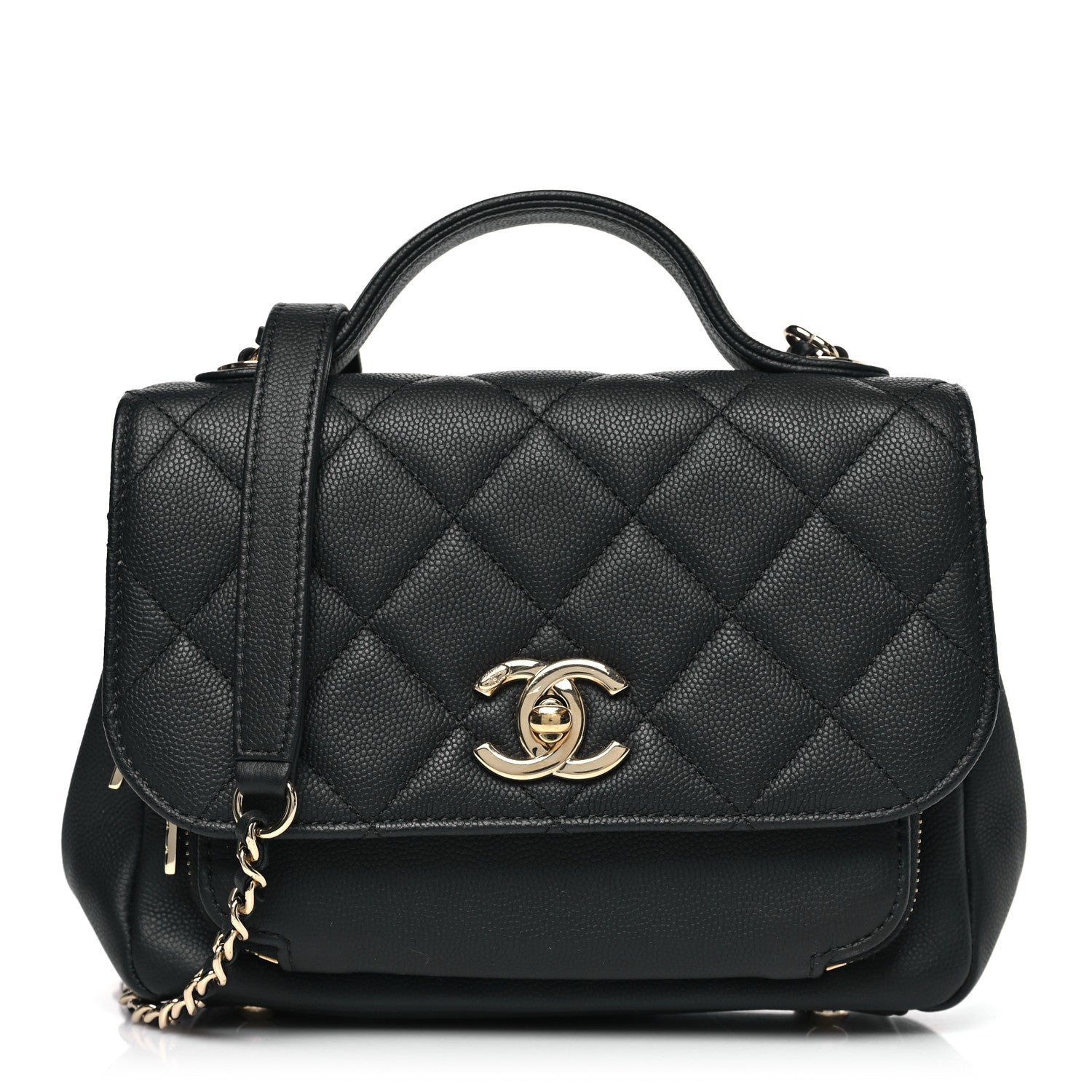 Caviar Quilted Small Business Affinity Flap Black
