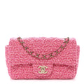 Wool Tweed Quilted Mini Rectangular Flap Dark Pink Fuchsia