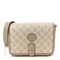 GG Supreme Monogram Textured Dollar Calfskin Mini Retro Interlocking G Flap Shoulder Bag Beige Mystic White Oatmeal