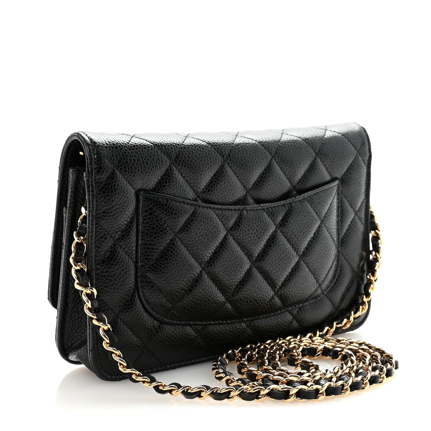 Caviar Quilted Wallet on Chain WOC Black