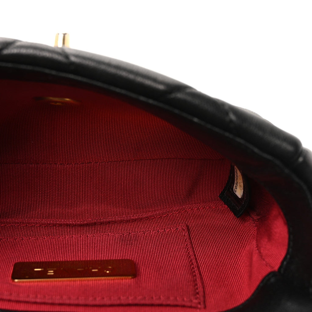 Goatskin Quilted Chanel 19 Waist Bag Black