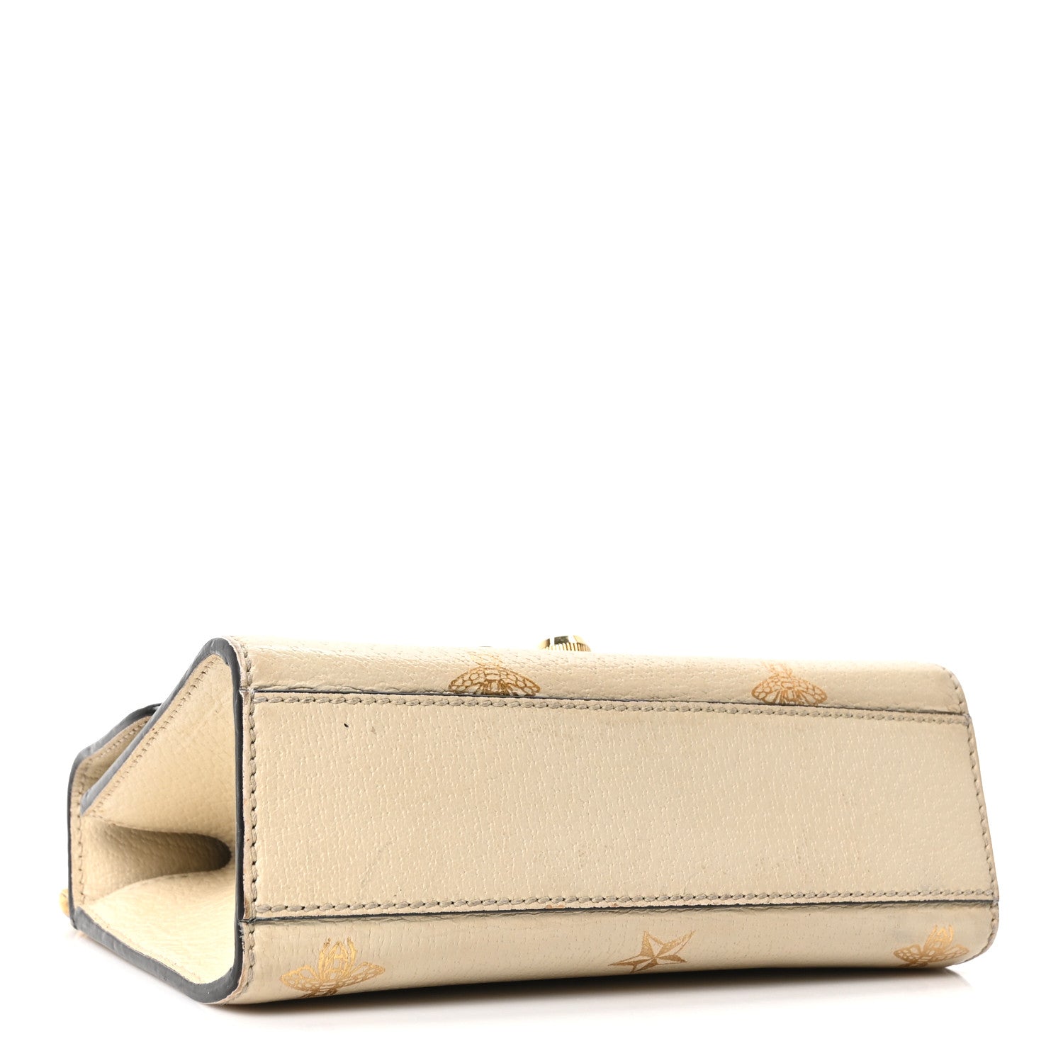 Grained Calfskin Bee Star Small Padlock Shoulder Bag White