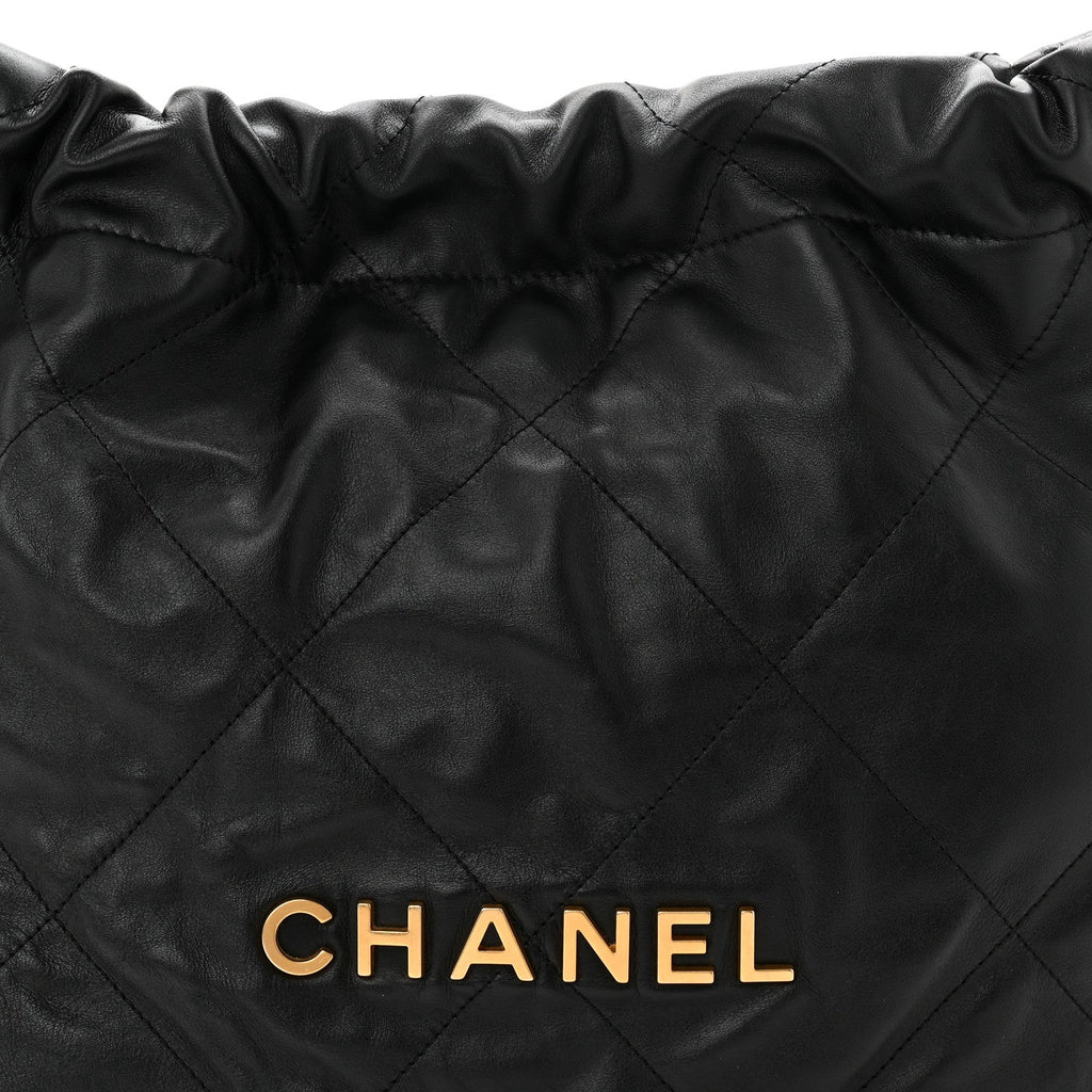 Shiny Calfskin Quilted Small Chanel 22 Black