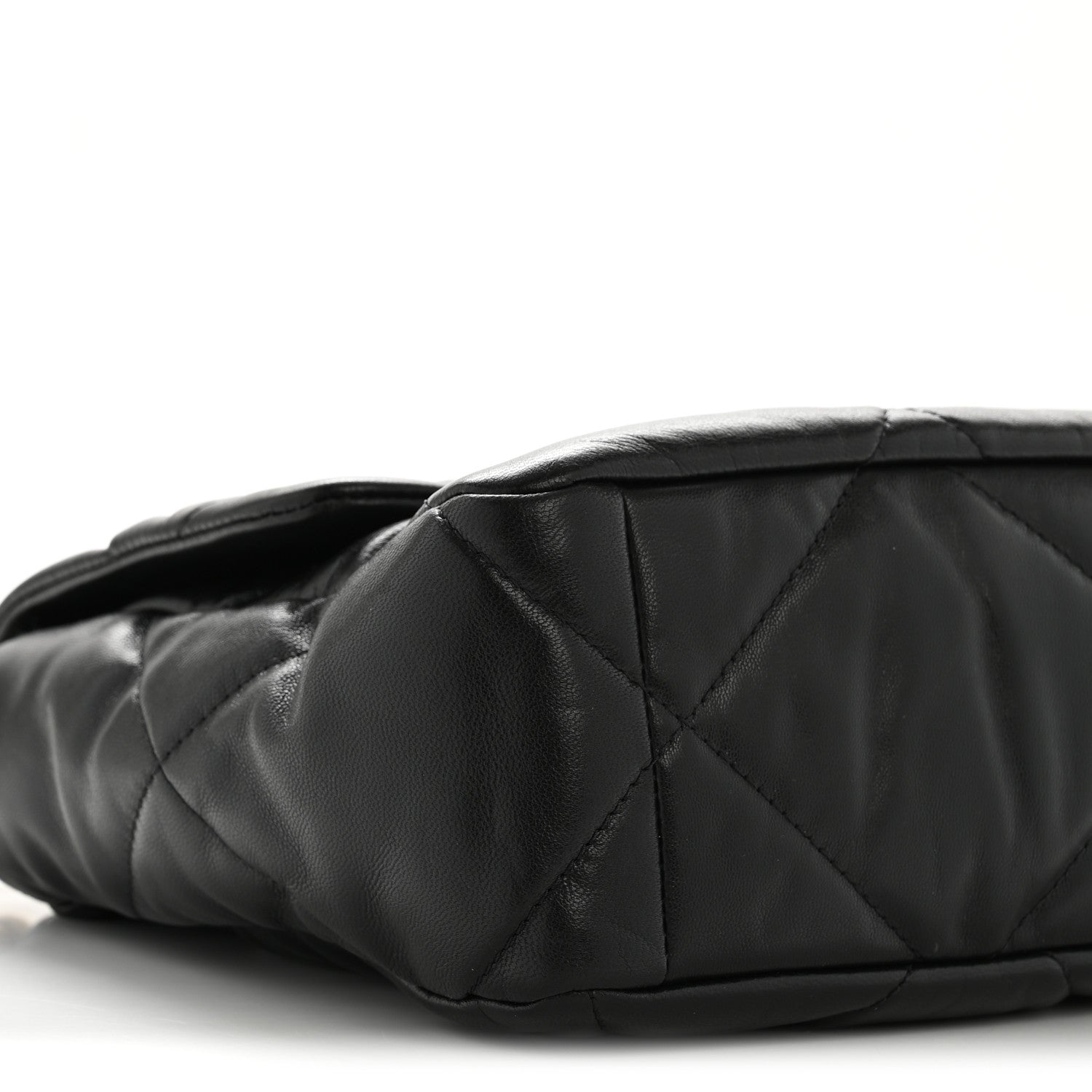 Shiny Goatskin Quilted Large Chanel 19 Flap Black