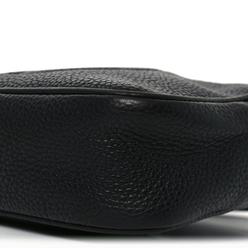 Pebbled Calfskin Small Soho Disco Bag Black