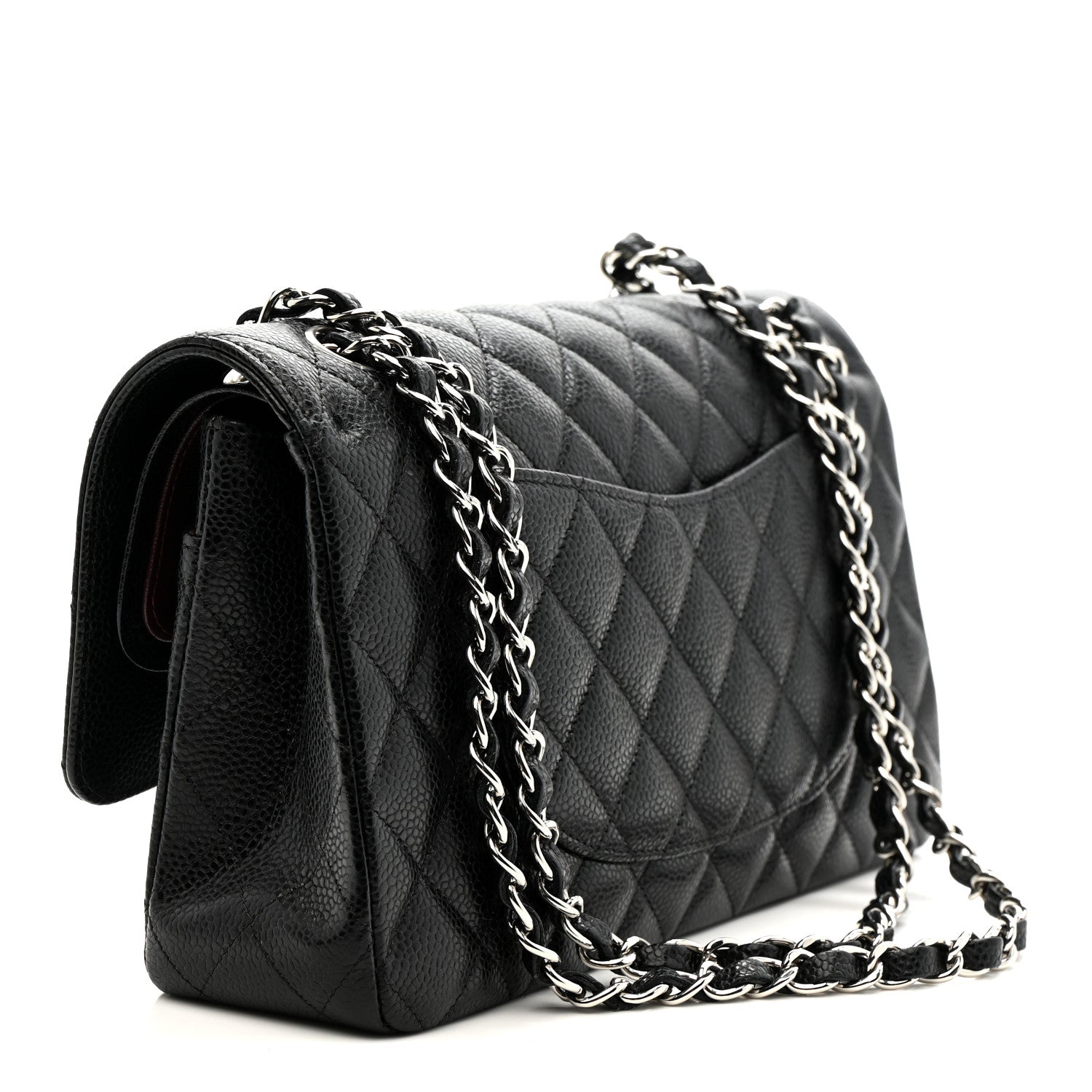 Caviar Quilted Medium Double Flap Black